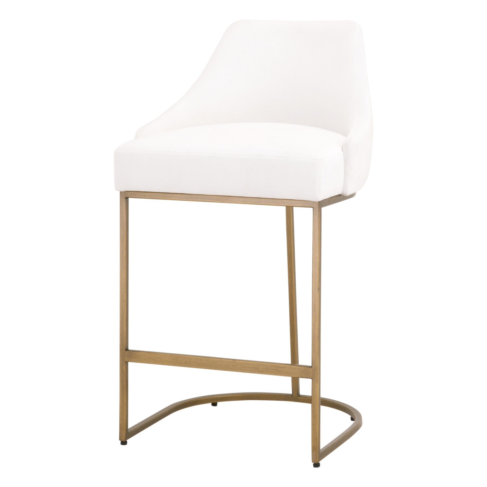 Parissa Counter Stool, Set of 2, Pearl, Brushed Gold