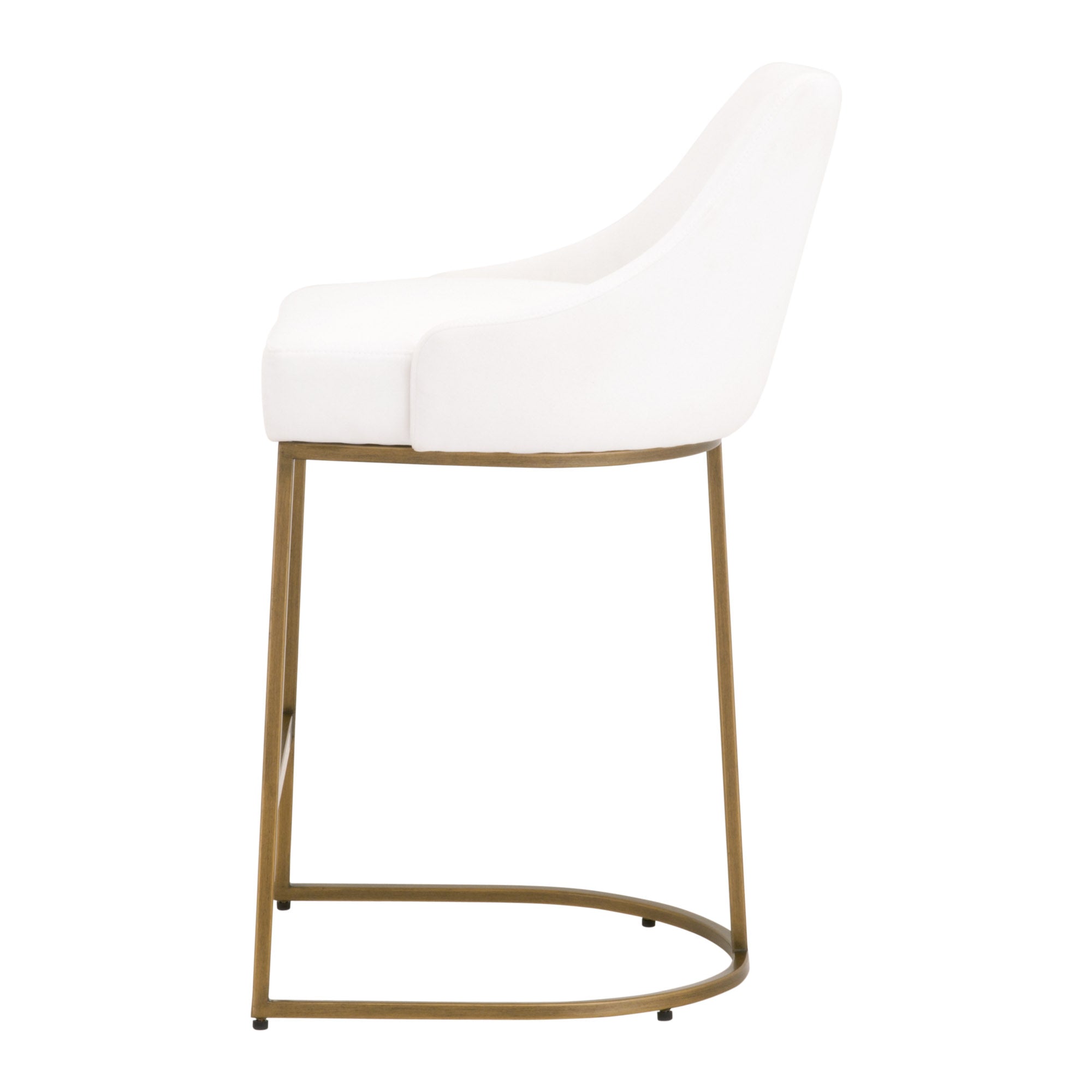 Parissa Counter Stool, Set of 2, Pearl, Brushed Gold