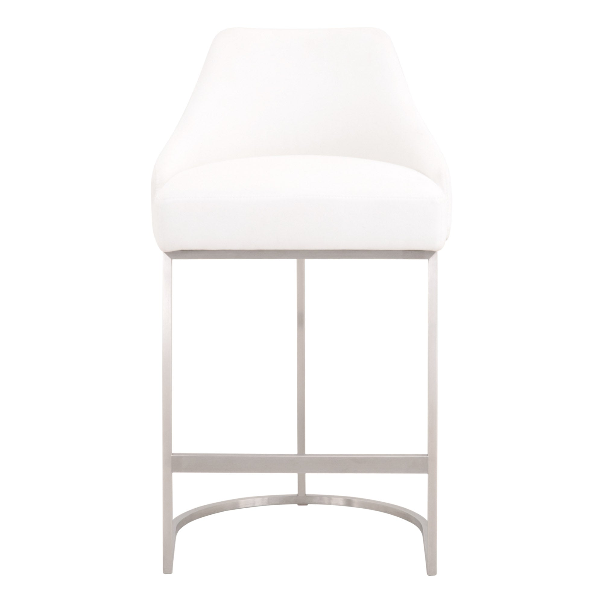 Parissa Counter Stool, Set of 2, Pearl, Brushed Stainless Steel