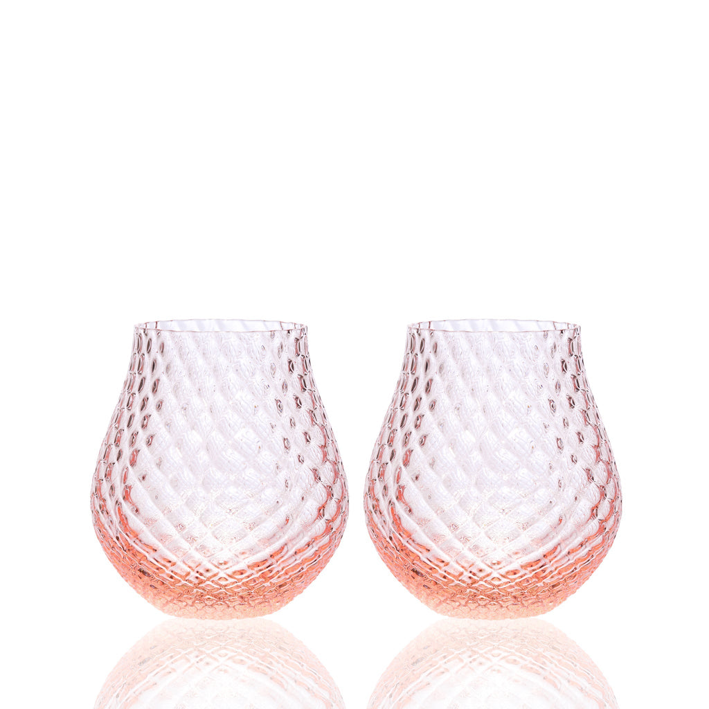 Phoebe Rose Stemless Wine Glasses, Set of 2