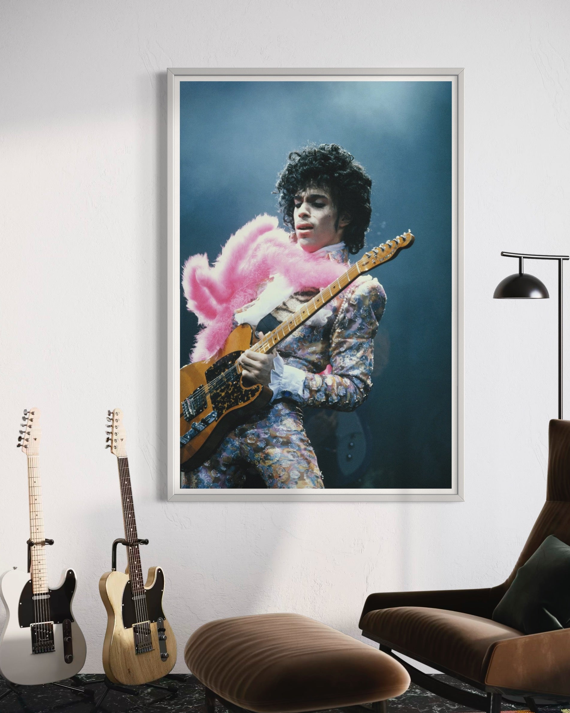 Prince Live At The Forum by Michael Ochs Archives | Iconic Music Fine Art Print-54" x 36", Matte Black