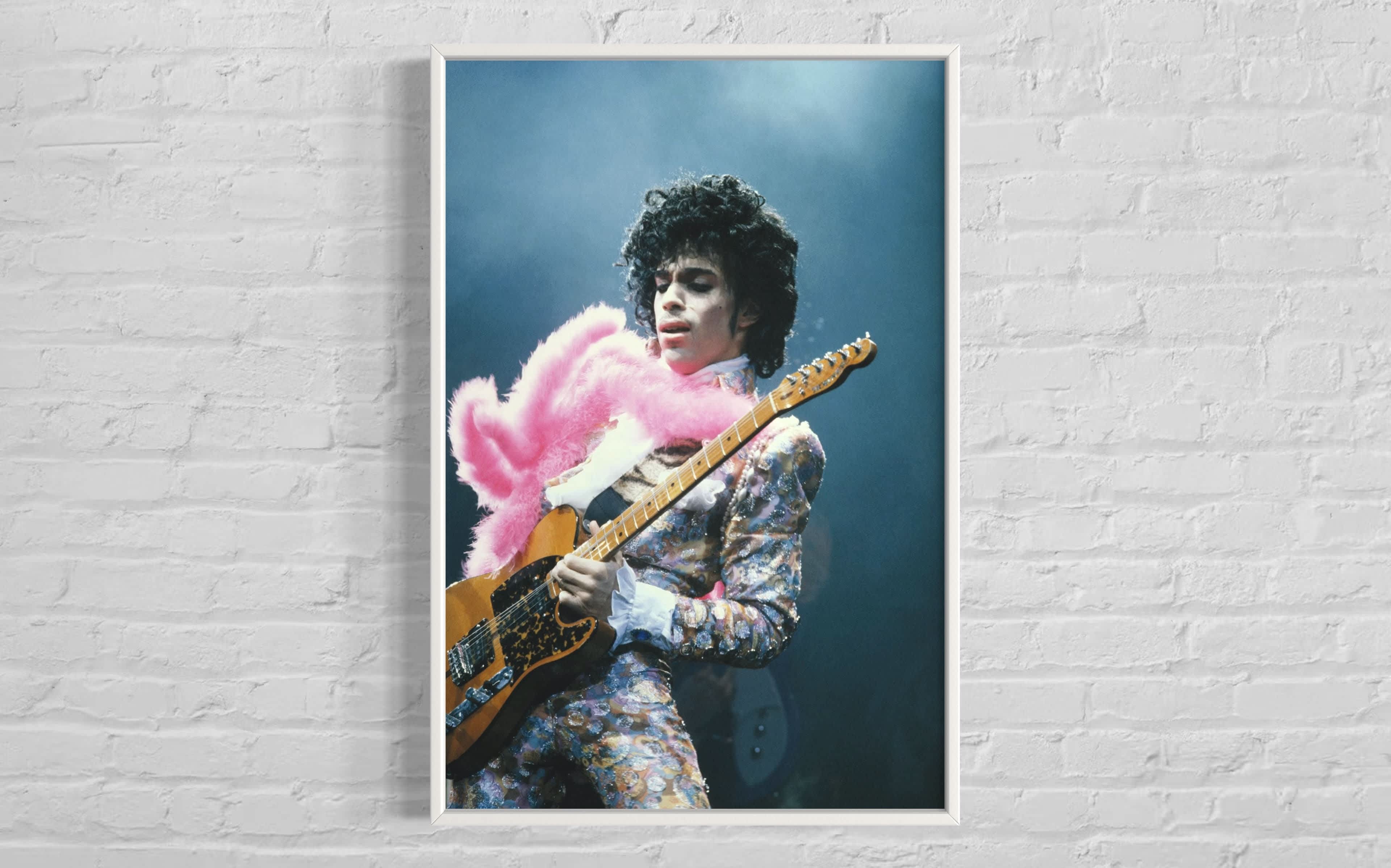 Prince Live At The Forum by Michael Ochs Archives | Iconic Music Fine Art Print-54" x 36", Matte Black