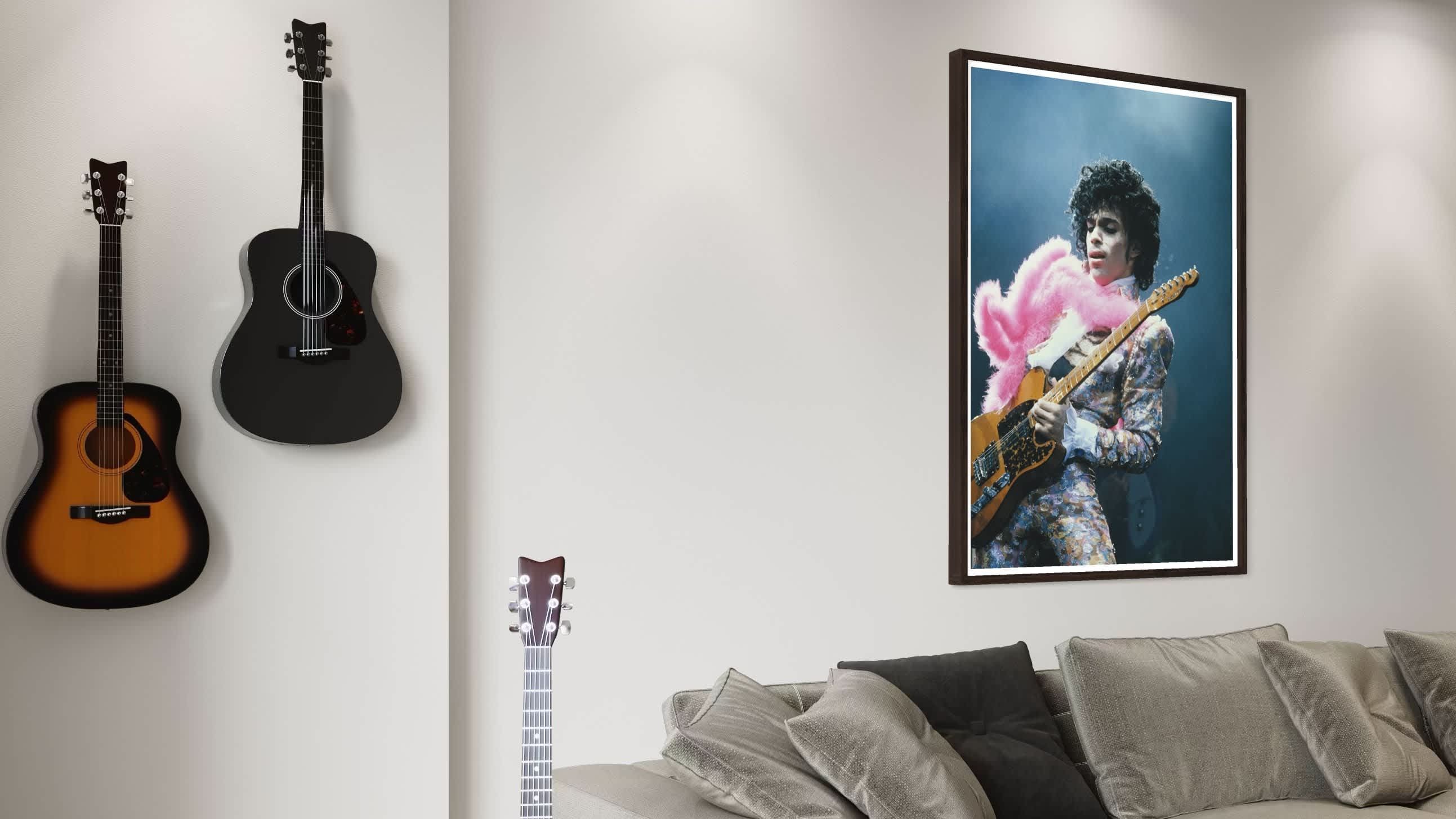 Prince Live At The Forum by Michael Ochs Archives | Iconic Music Fine Art Print-54" x 36", Matte Black