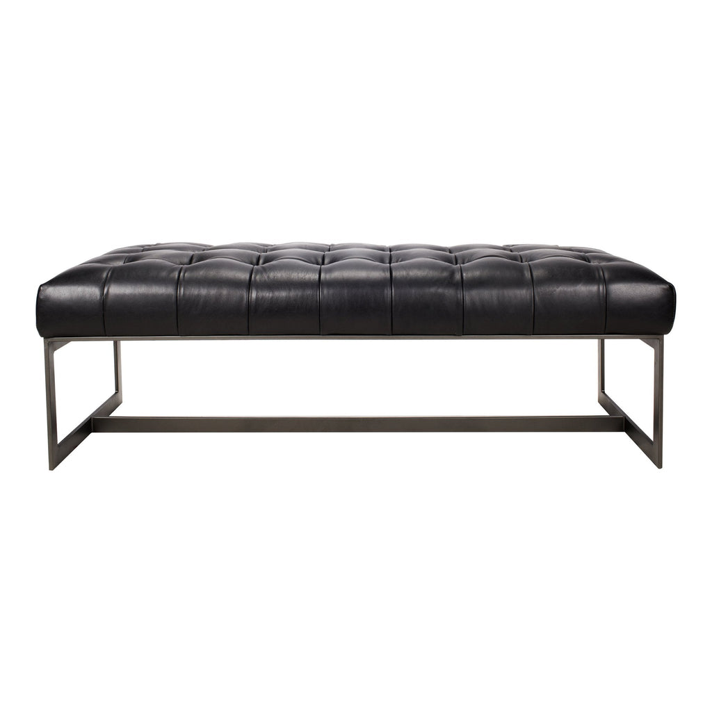 Wyatt Leather Bench, Black