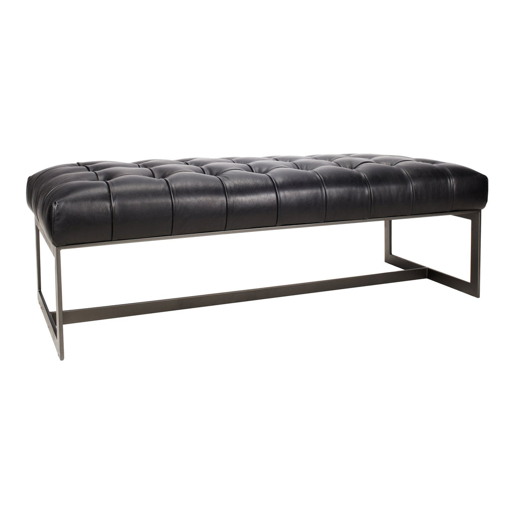 Wyatt Leather Bench, Black