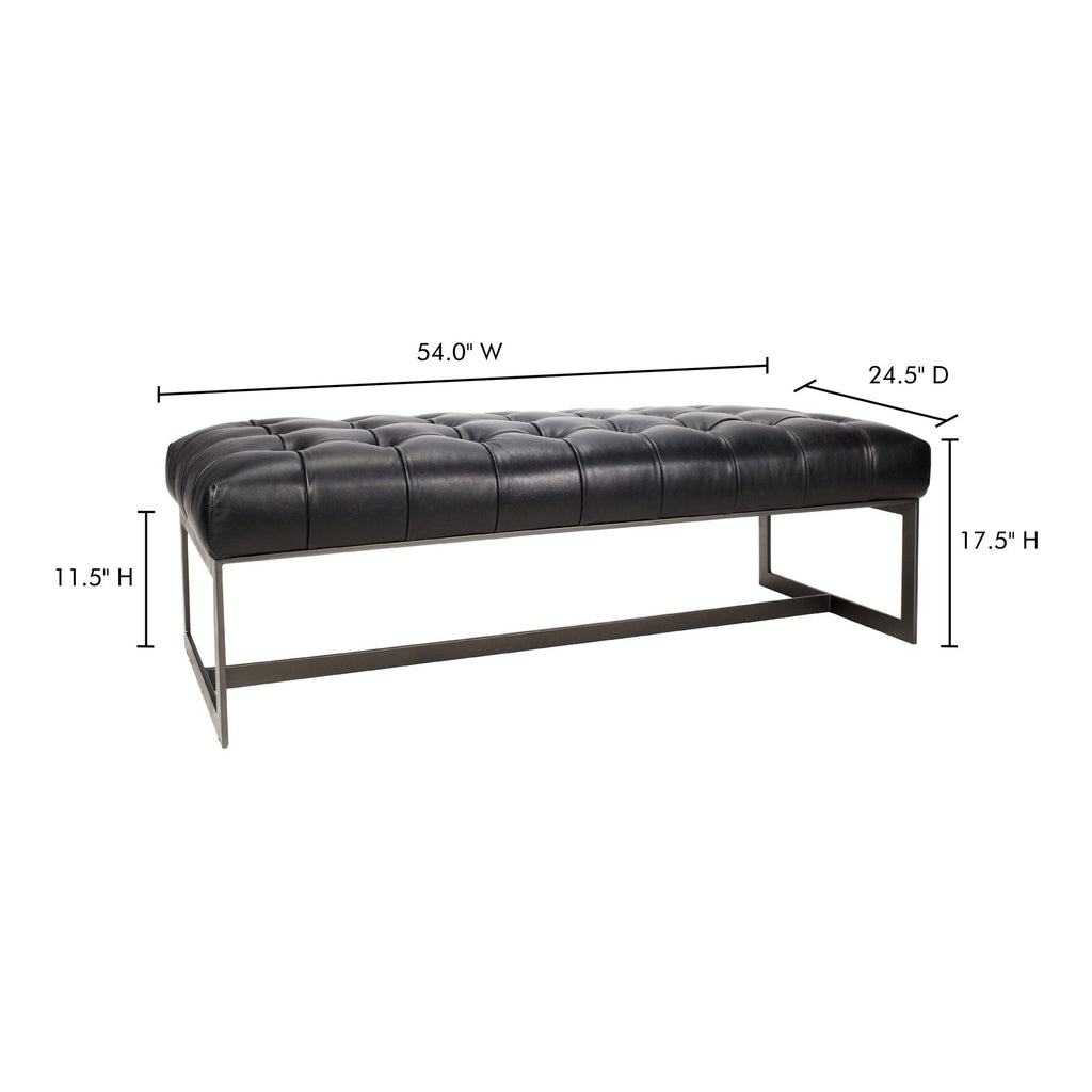 Wyatt Leather Bench, Black