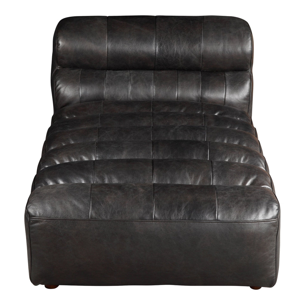 Ramsay Leather Chaise, Black