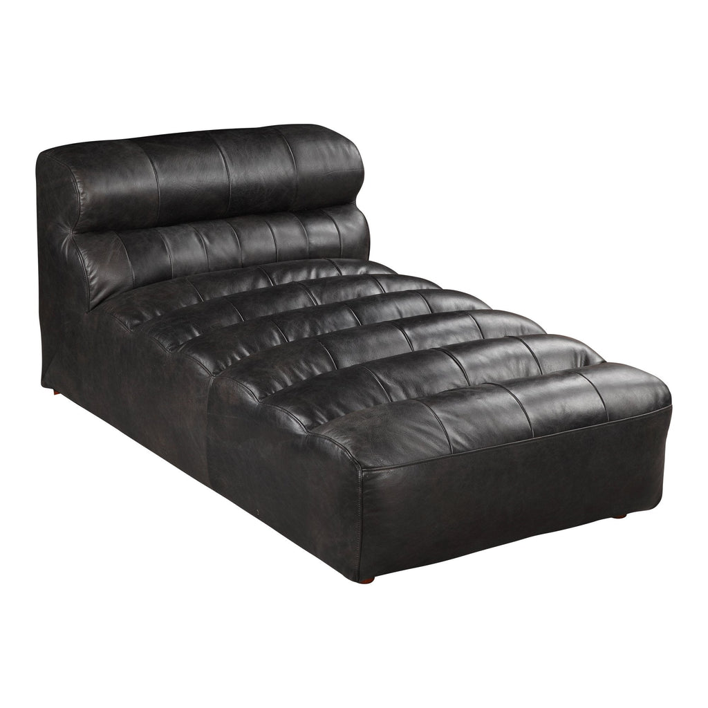 Ramsay Leather Chaise, Black