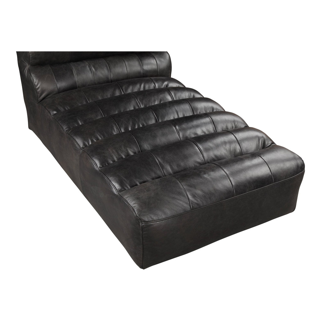 Ramsay Leather Chaise, Black