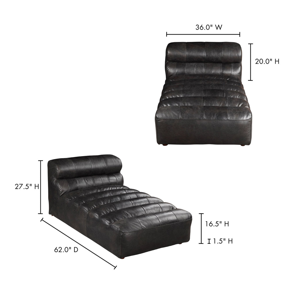 Ramsay Leather Chaise, Black