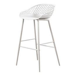 Piazza Outdoor Barstool, White, Set of 2