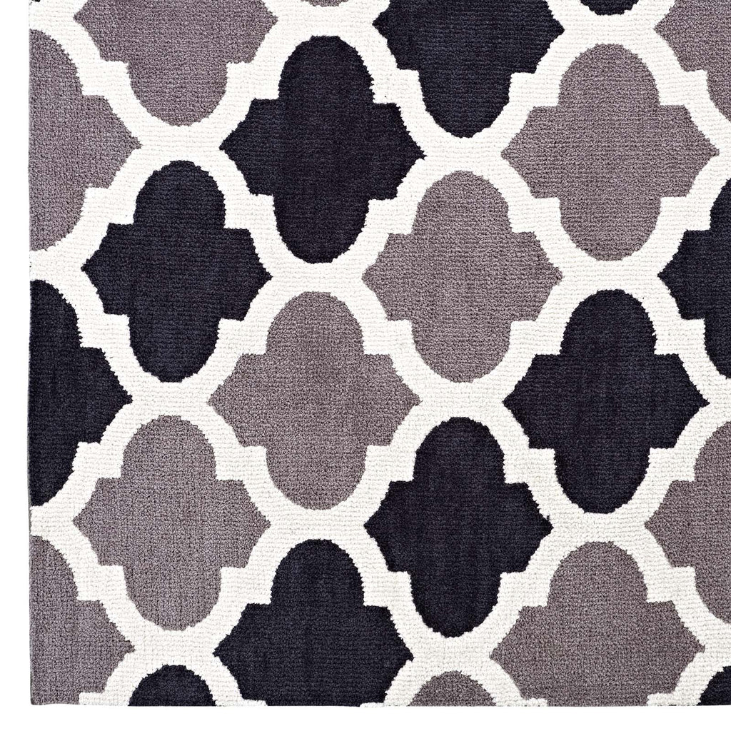 Lida Moroccan Trellis 5x8 Area Rug in Charcoal and Black