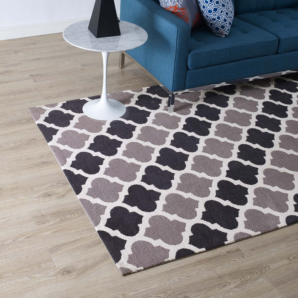 Lida Moroccan Trellis 5x8 Area Rug in Charcoal and Black