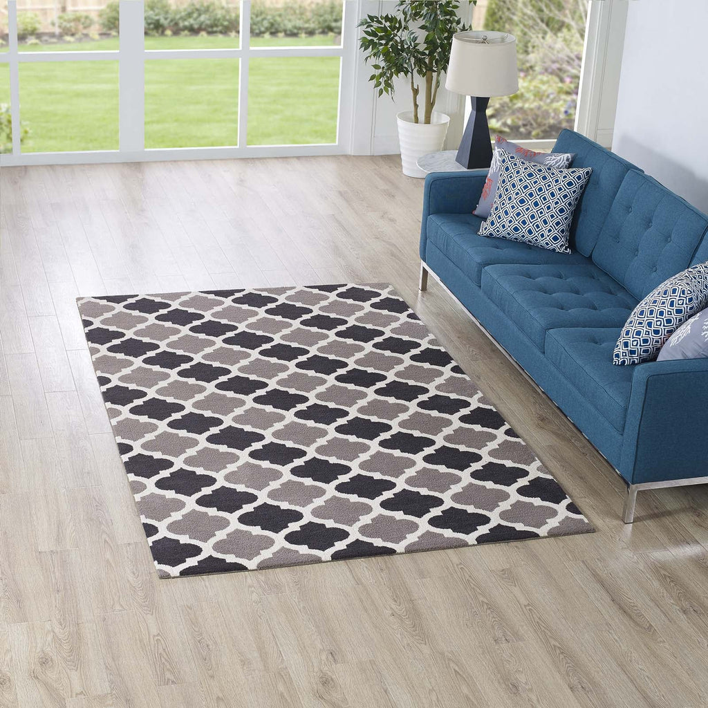 Lida Moroccan Trellis 5x8 Area Rug in Charcoal and Black