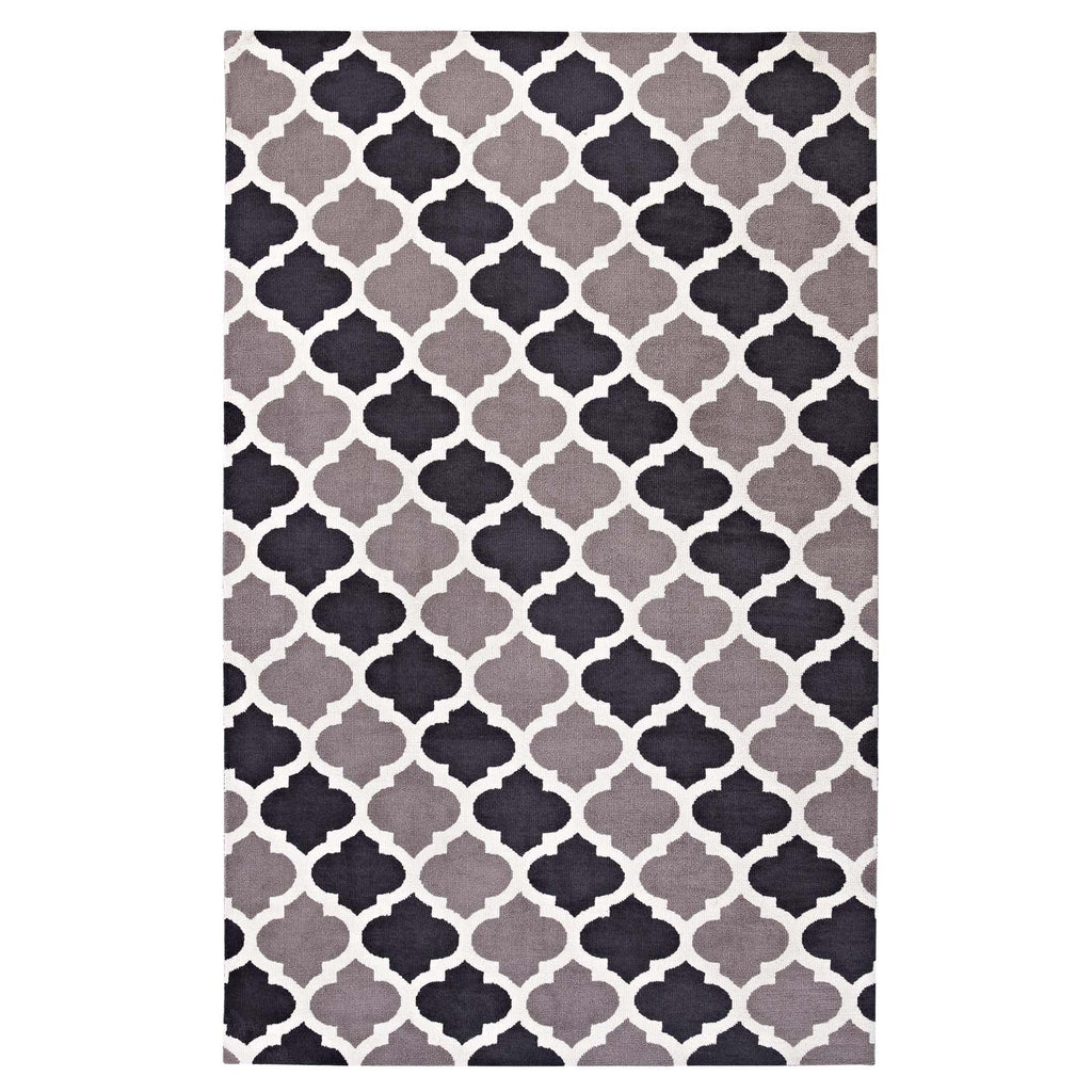 Lida Moroccan Trellis 8x10 Area Rug in Charcoal and Black