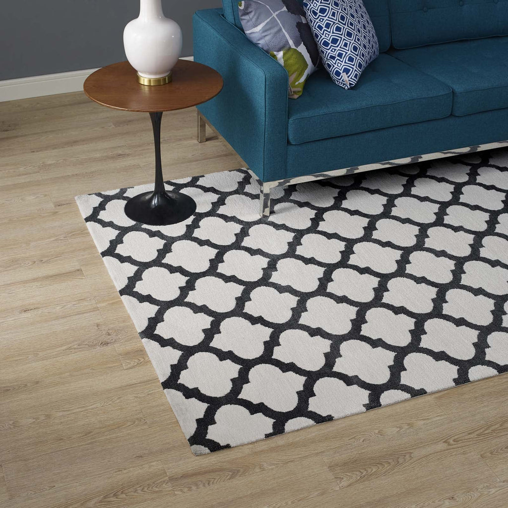 Lida Moroccan Trellis 5x8 Area Rug in Ivory and Charcoal