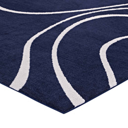 Therese Abstract Swirl 5x8 Area Rug in Navy and Ivory