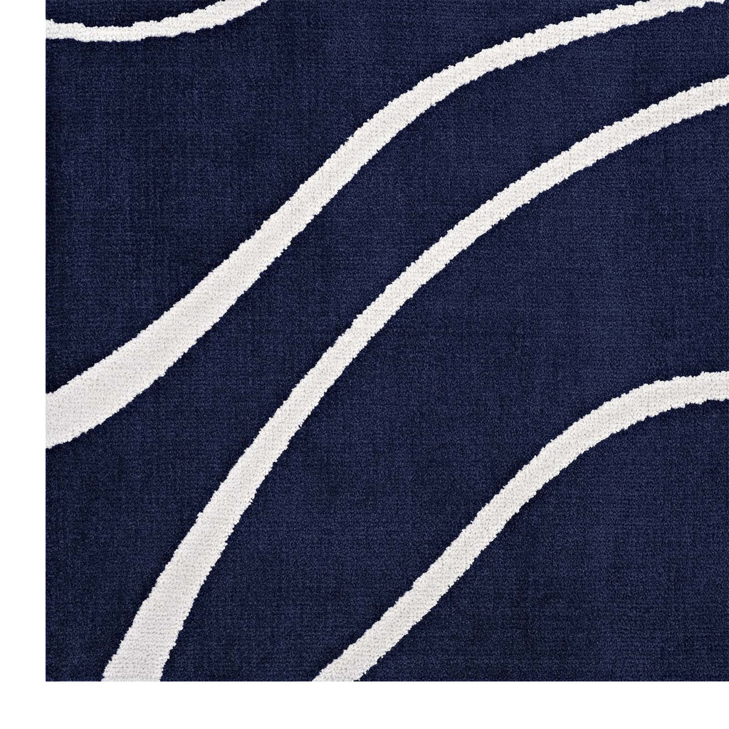 Therese Abstract Swirl 5x8 Area Rug in Navy and Ivory