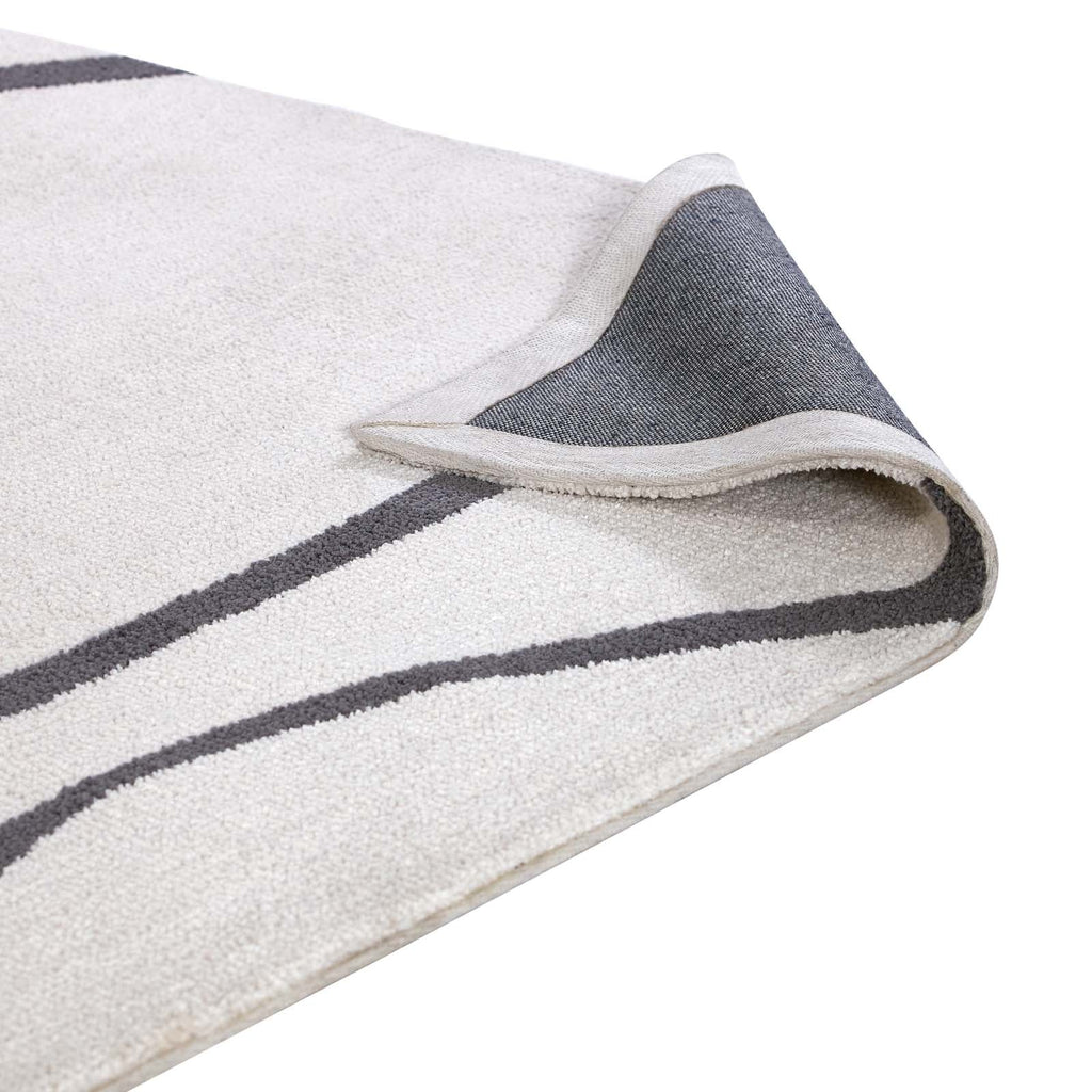 Therese Abstract Swirl 5x8 Area Rug in Ivory and Charcoal