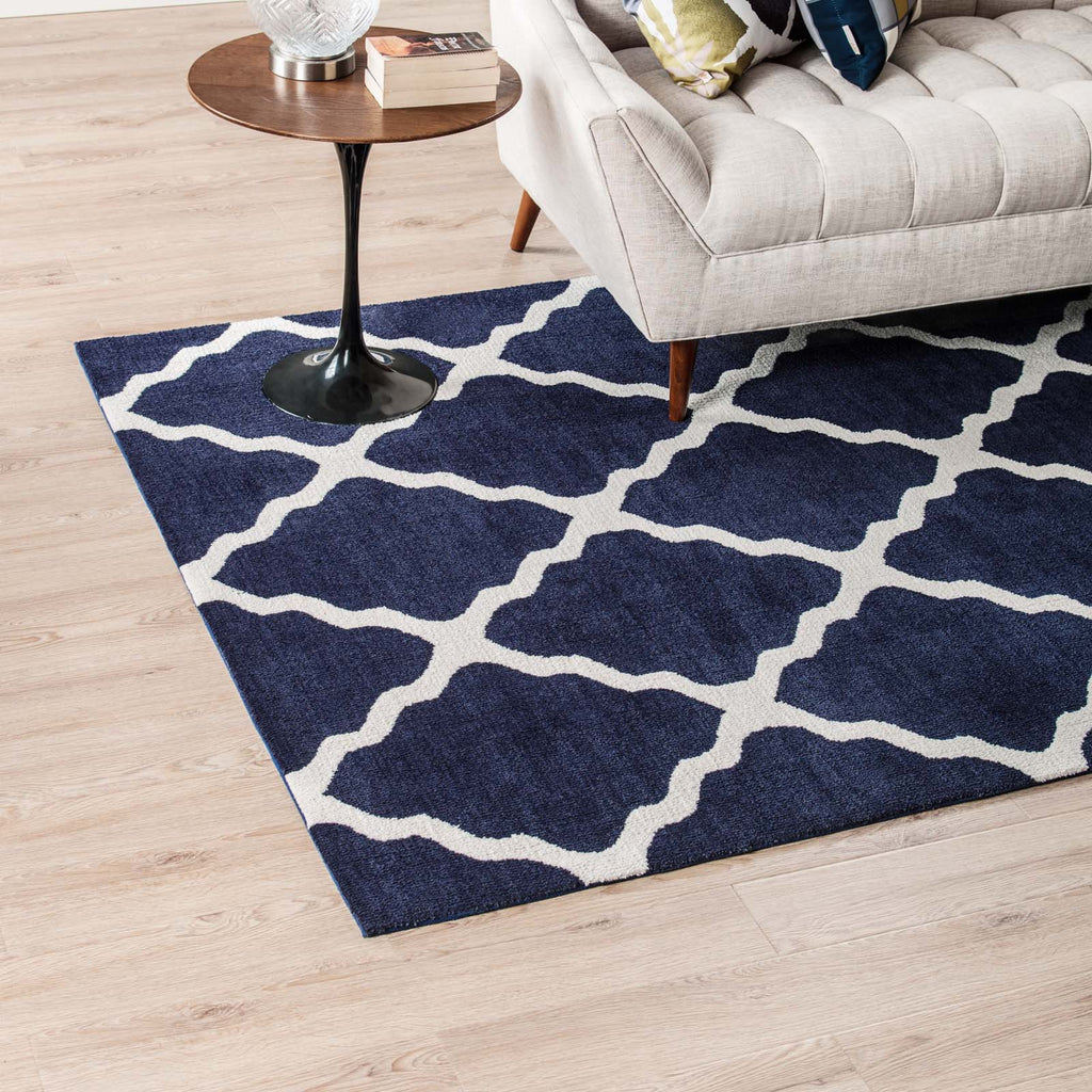 Marja Moroccan Trellis 5x8 Area Rug in Navy and Ivory