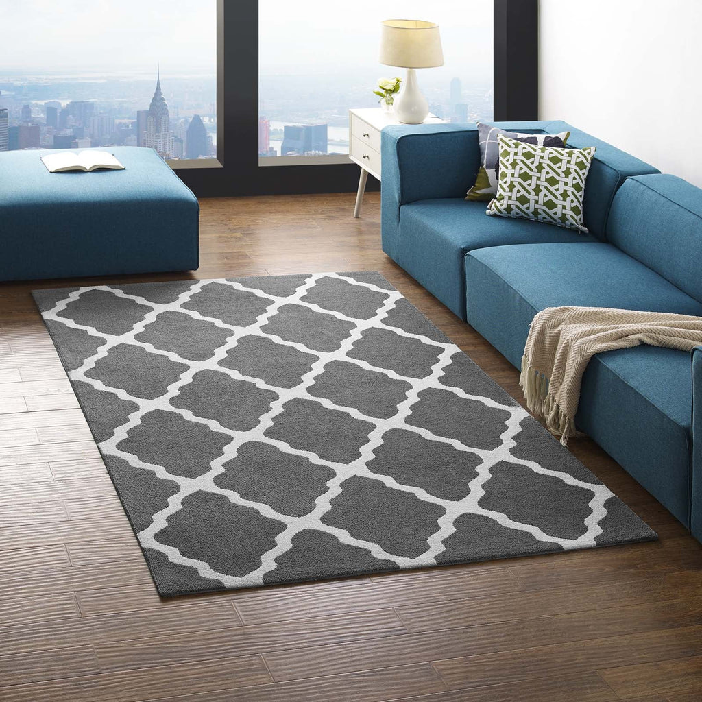 Marja Moroccan Trellis 5x8 Area Rug in Charcoal and Ivory