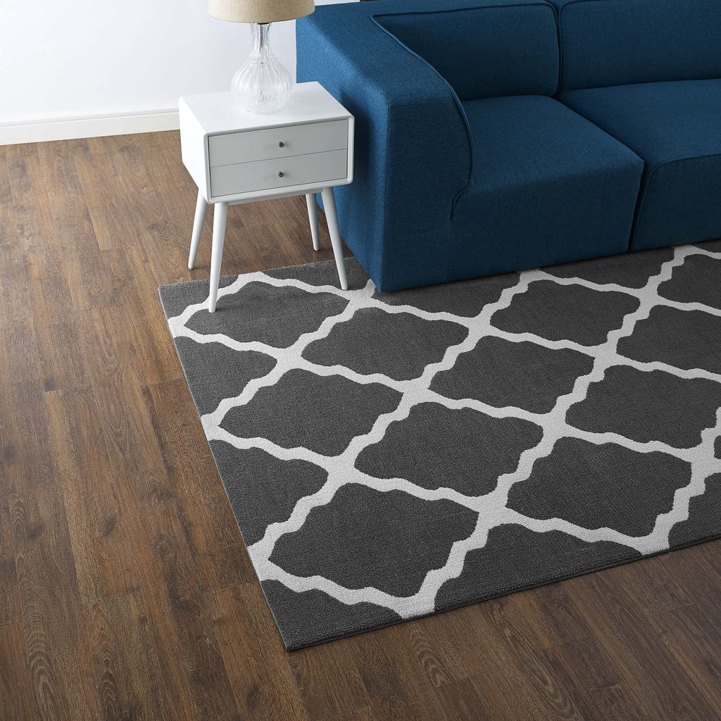 Marja Moroccan Trellis 8x10 Area Rug in Charcoal and Ivory