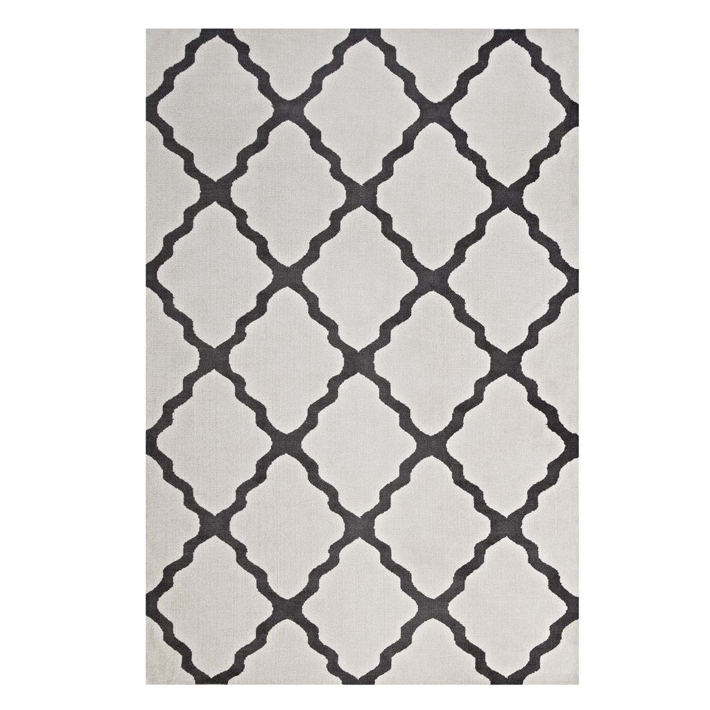 Marja Moroccan Trellis 5x8 Area Rug in Ivory and Charcoal