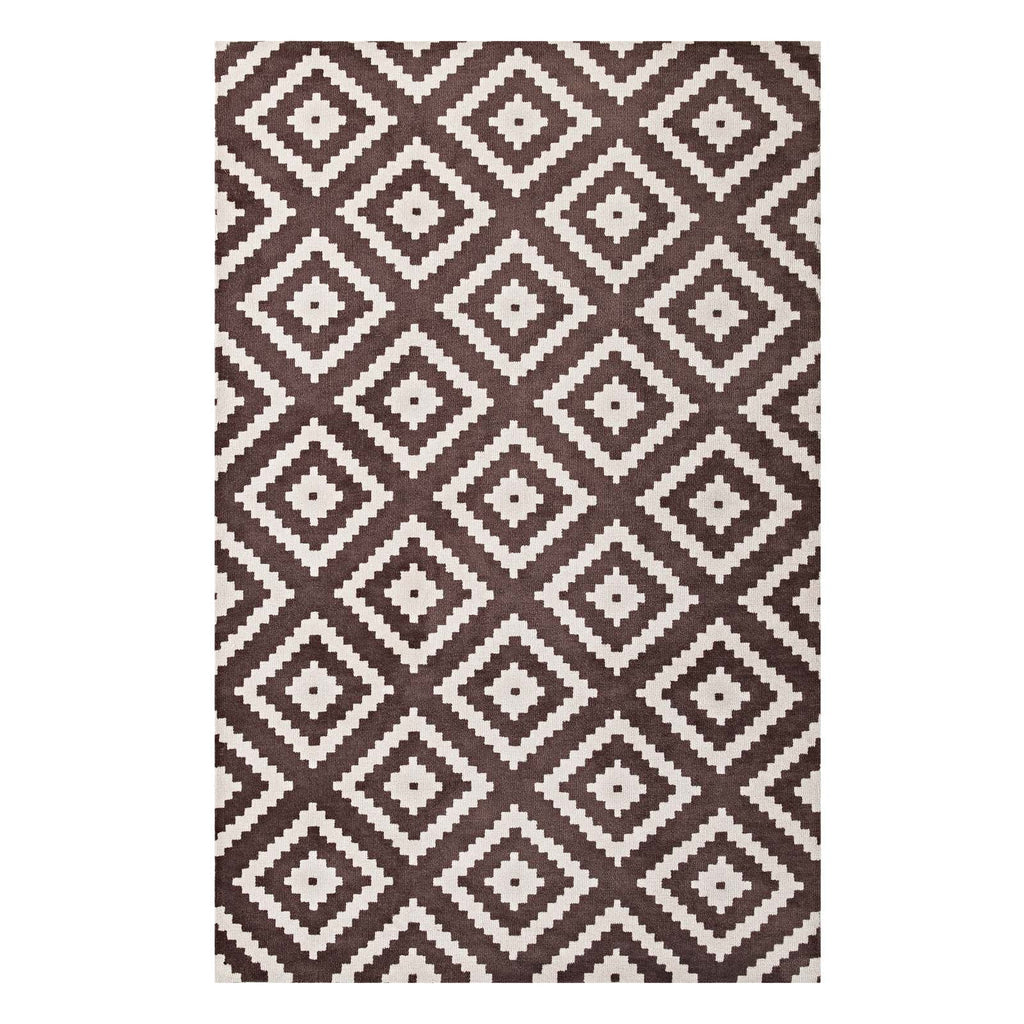 Alika Abstract Diamond Trellis 8x10 Area Rug in Ivory and Brown