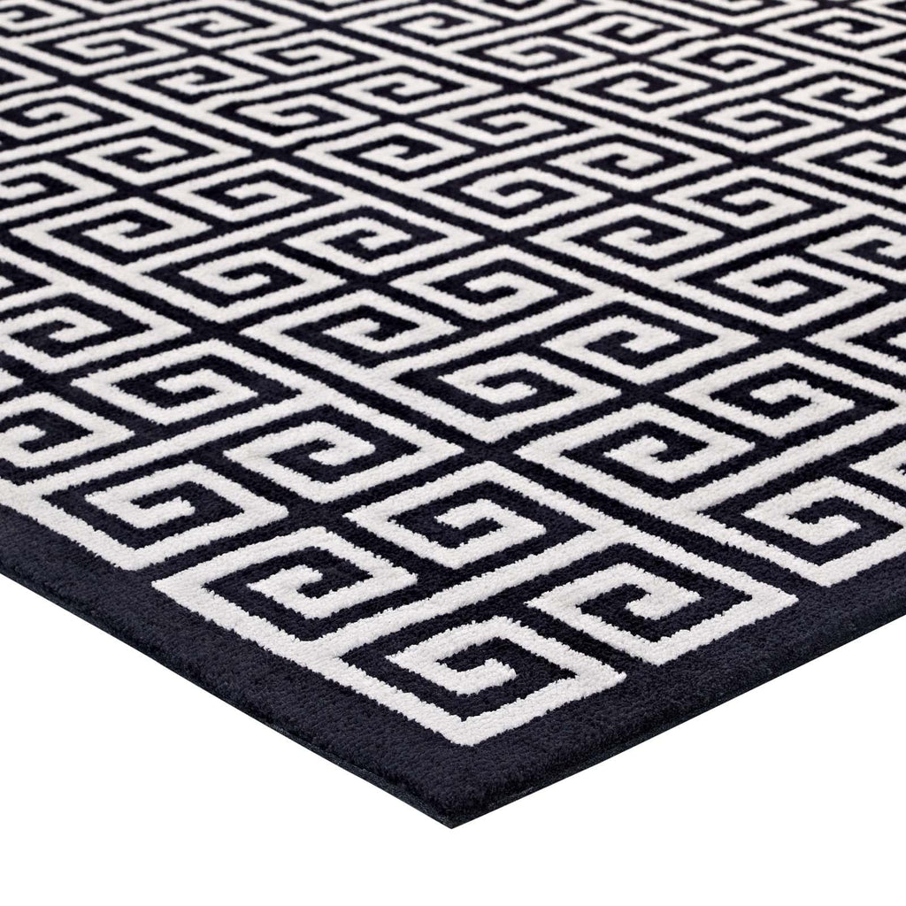 Freydis Greek Key 5x8 Area Rug in Black and White