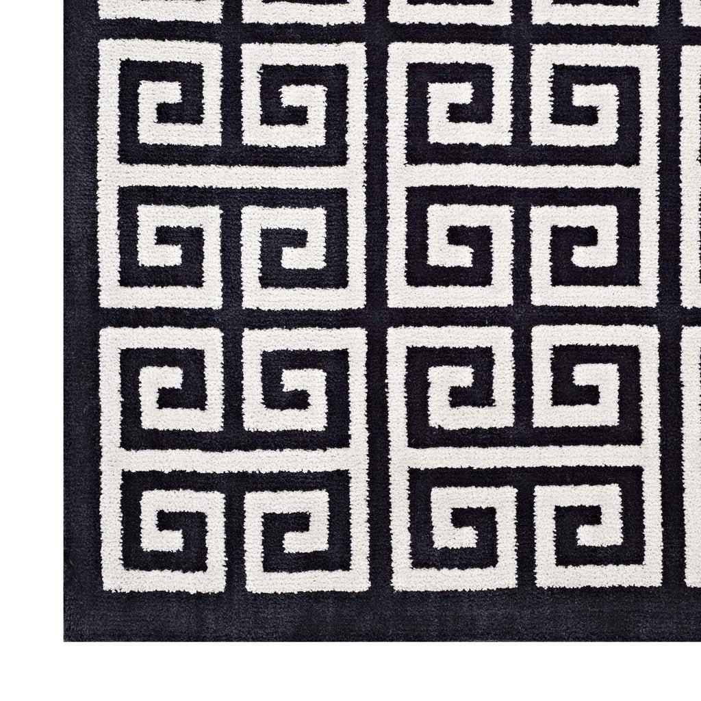 Freydis Greek Key 5x8 Area Rug in Black and White