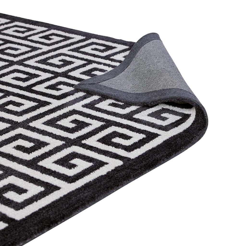 Freydis Greek Key 5x8 Area Rug in Black and White