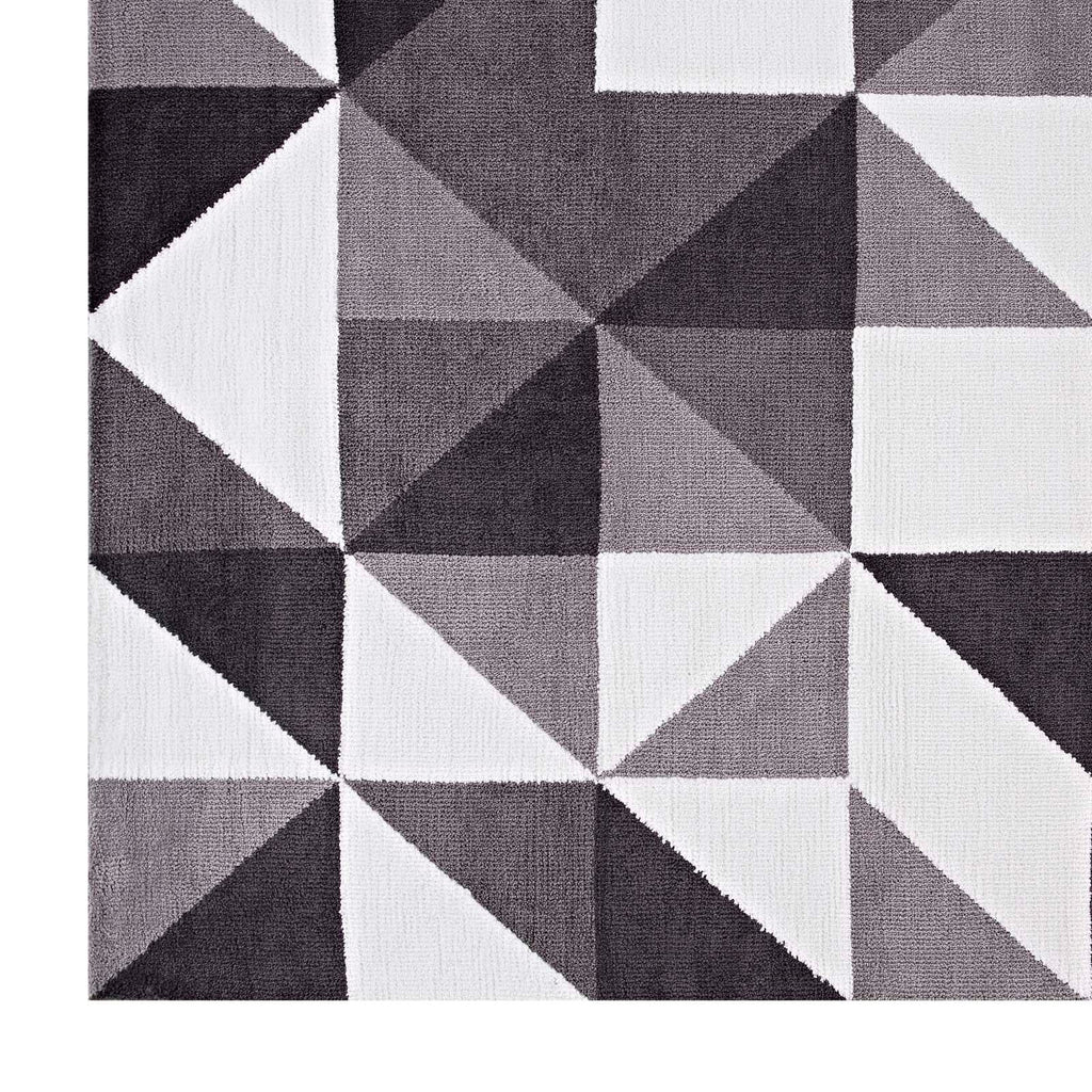 Kahula Geometric Triangle Mosaic 8x10 Area Rug in Black,Gray and White