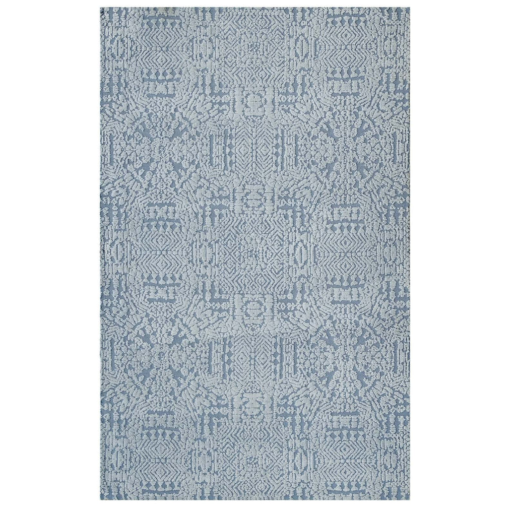 Javiera Contemporary Moroccan 5x8 Area Rug in Ivory and Light Blue