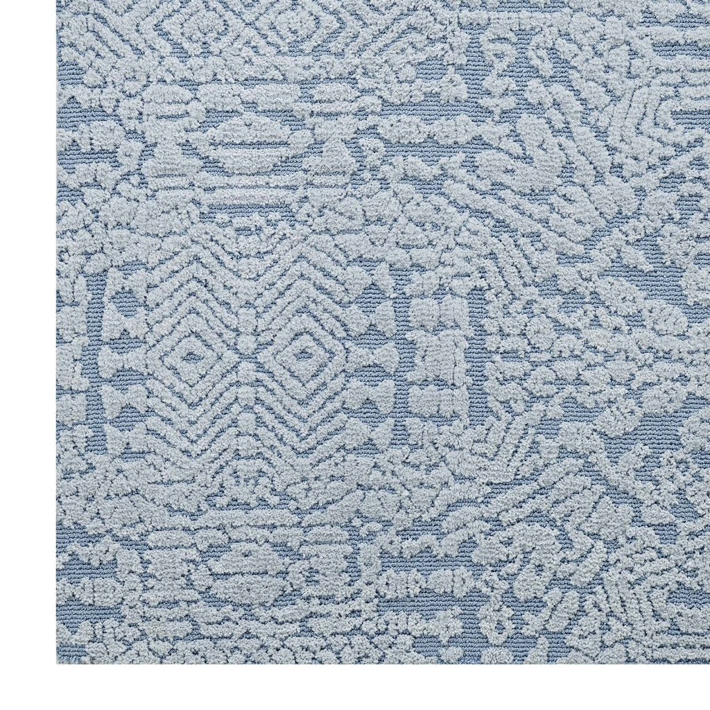 Javiera Contemporary Moroccan 5x8 Area Rug in Ivory and Light Blue