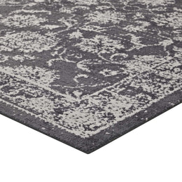 Kazia Distressed Floral Lattice 5x8 Area Rug in Dark Gray and Ivory