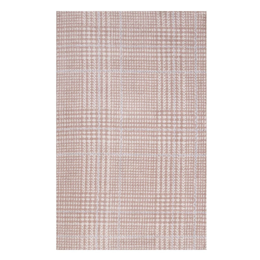 Kaja Abstract Plaid 8x10 Area Rug in Ivory,Cameo Rose and Light Blue