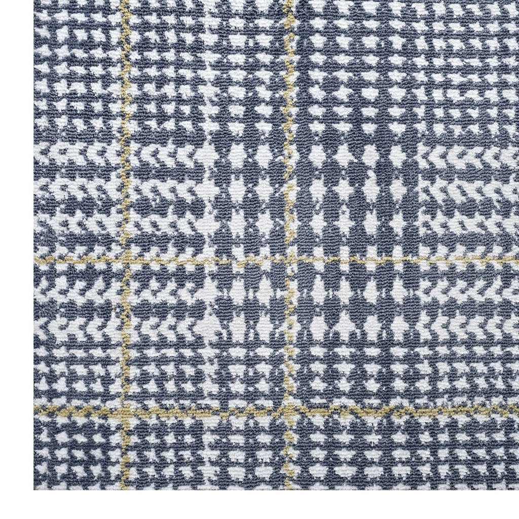 Kaja Abstract Plaid 5x8 Area Rug in Ivory,Cadet Blue and Citron