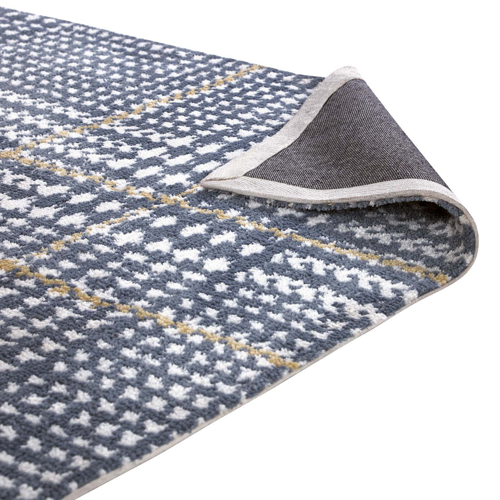 Kaja Abstract Plaid 5x8 Area Rug in Ivory,Cadet Blue and Citron