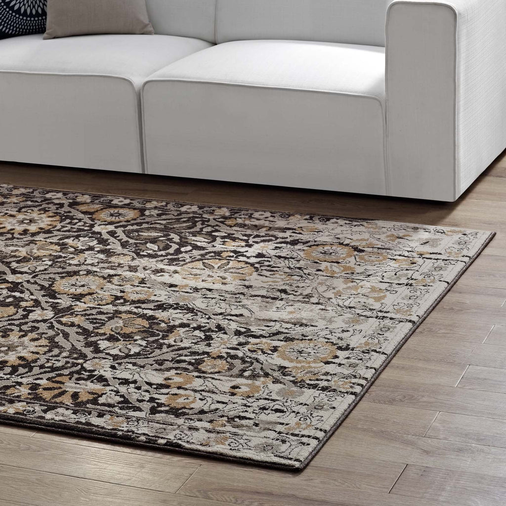 Ganesa Distressed Diamond Floral Lattice 5x8 Area Rug