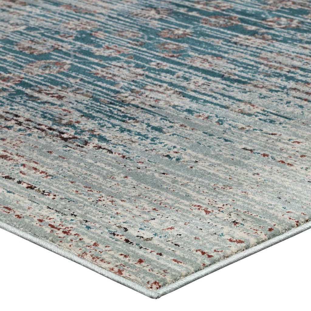 Hesper  Distressed Contemporary Floral Lattice 5x8 Area Rug