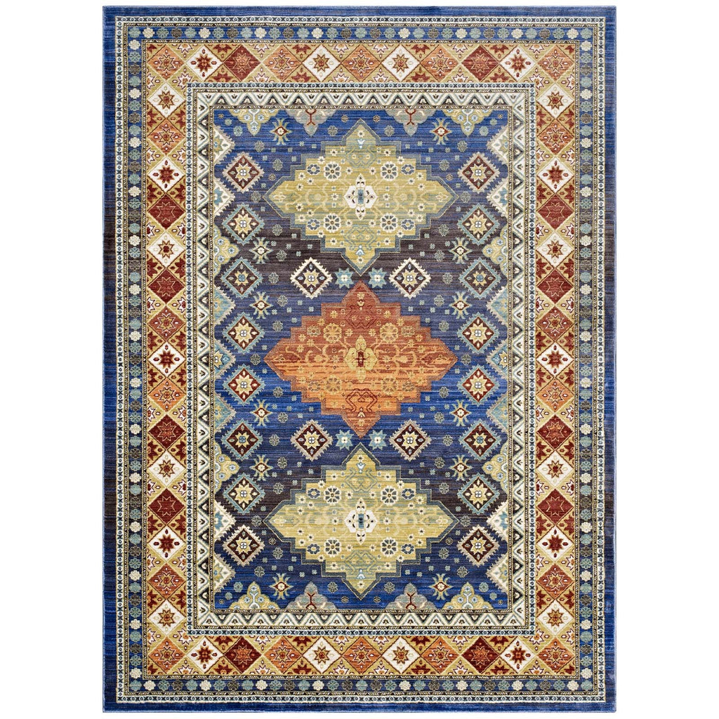 Atzi Distressed Southwestern Diamond Floral 4x6 Area Rug