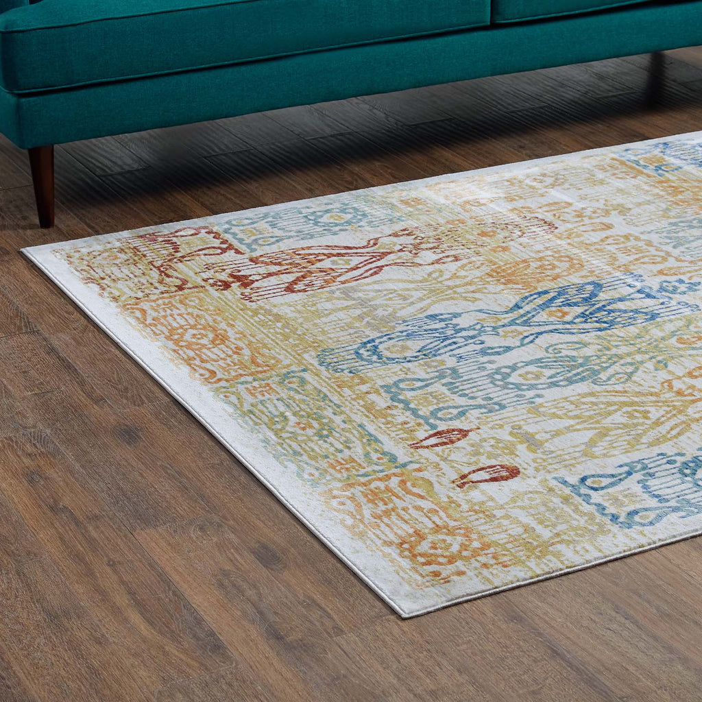 Solimar Distressed Southwestern Aztec 4x6 Area Rug