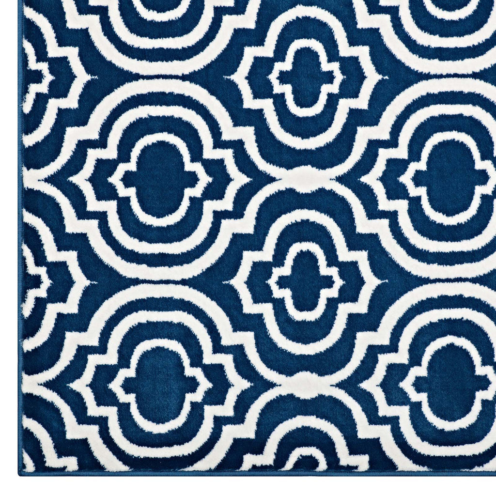 Frame Transitional Moroccan Trellis 5x8 Area Rug in Morcoccan Blue and Ivory