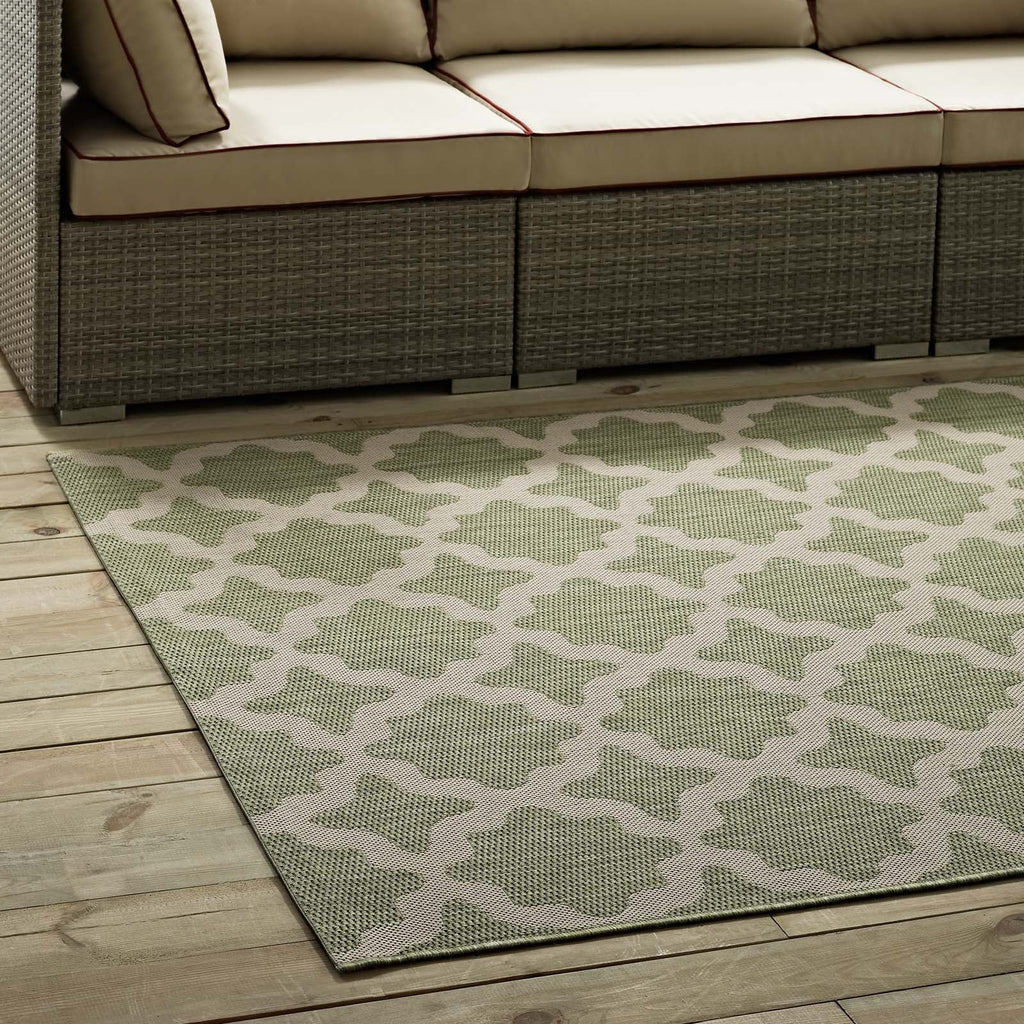 Cerelia Moroccan Trellis 5x8 Indoor and Outdoor Area Rug in Beige and Light Green