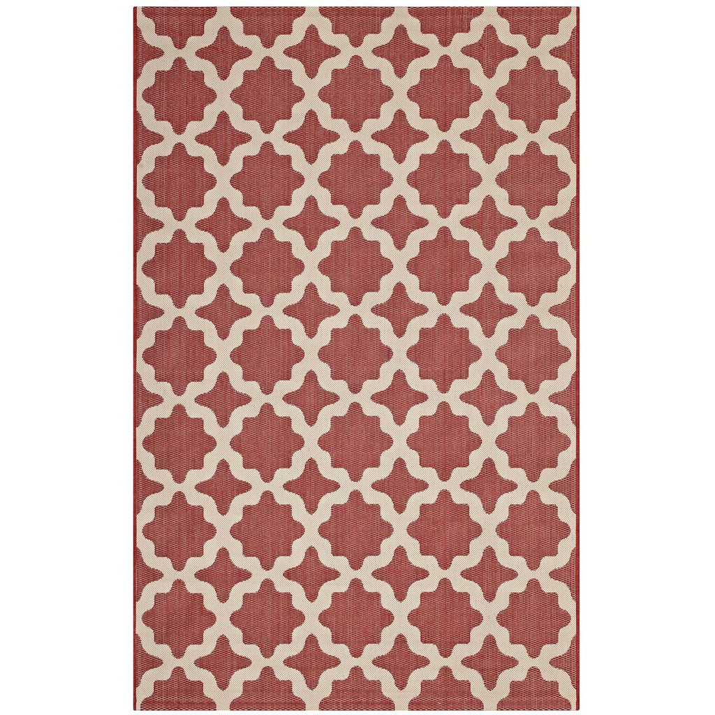 Cerelia Moroccan Trellis 5x8 Indoor and Outdoor Area Rug in Red and Beige