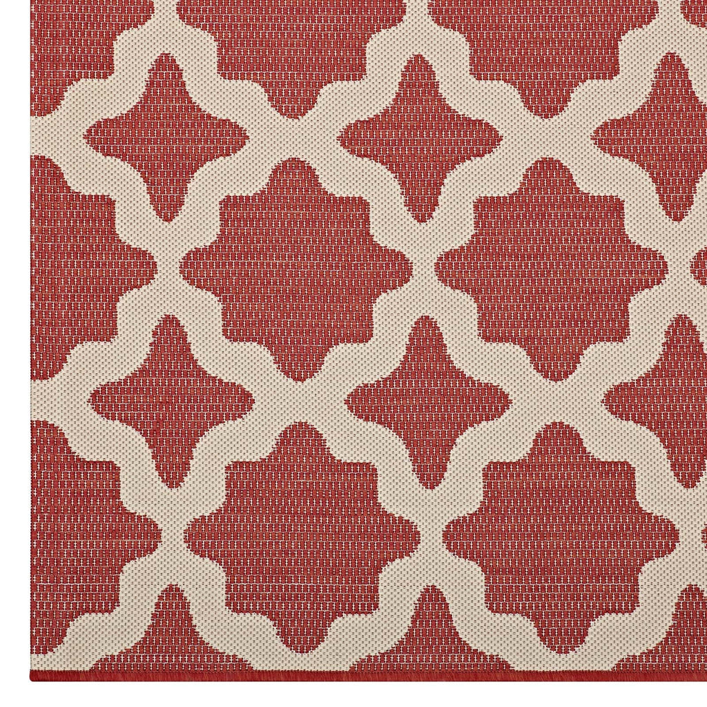 Cerelia Moroccan Trellis 5x8 Indoor and Outdoor Area Rug in Red and Beige