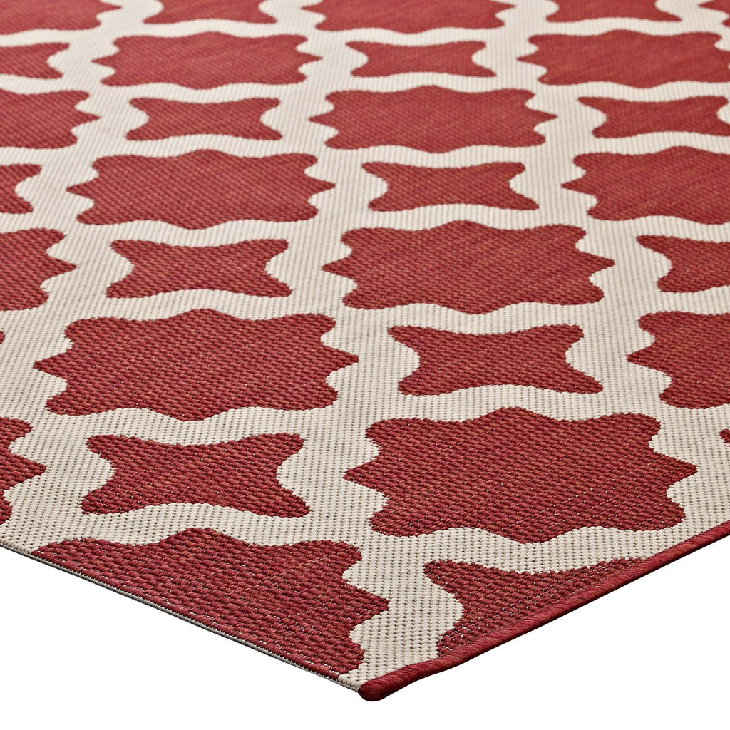 Cerelia Moroccan Trellis 5x8 Indoor and Outdoor Area Rug in Red and Beige