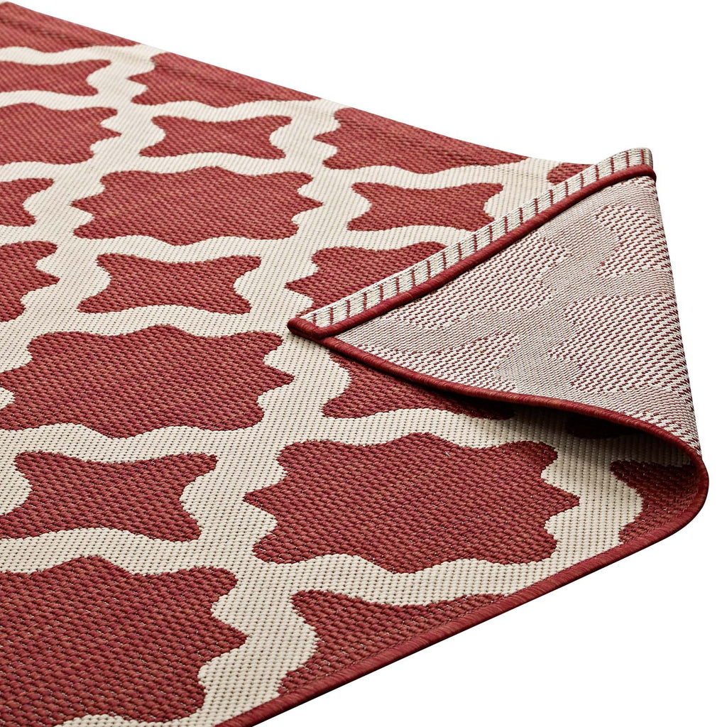 Cerelia Moroccan Trellis 5x8 Indoor and Outdoor Area Rug in Red and Beige