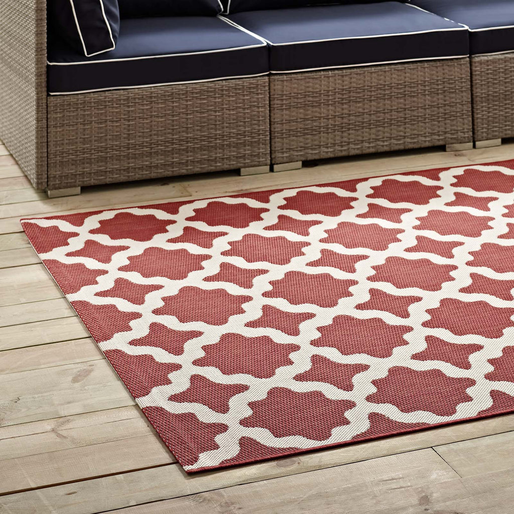 Cerelia Moroccan Trellis 5x8 Indoor and Outdoor Area Rug in Red and Beige