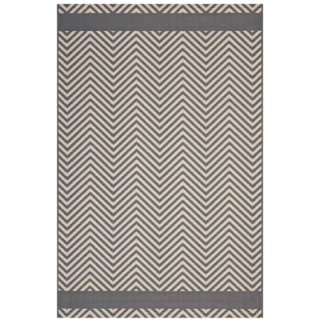 Optica Chevron With End Borders 5x8 Indoor and Outdoor Area Rug in Gray and Beige